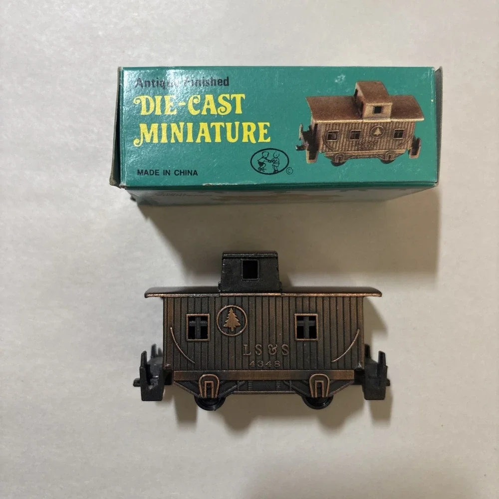 VTG Mini Bronze Die Cast TraIn Car Pencil Sharpener #1912 /w Box EUC